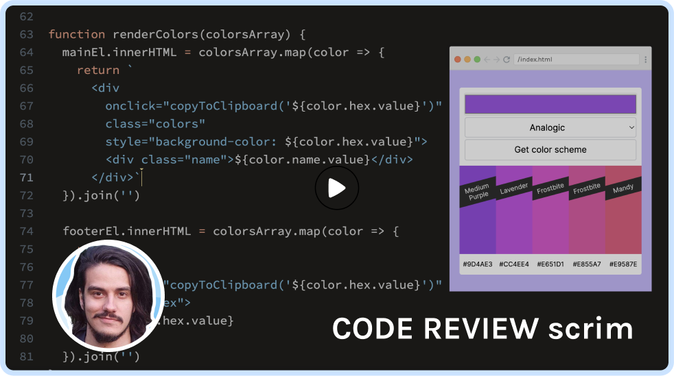 a code review with a code reviewer's avatar.
